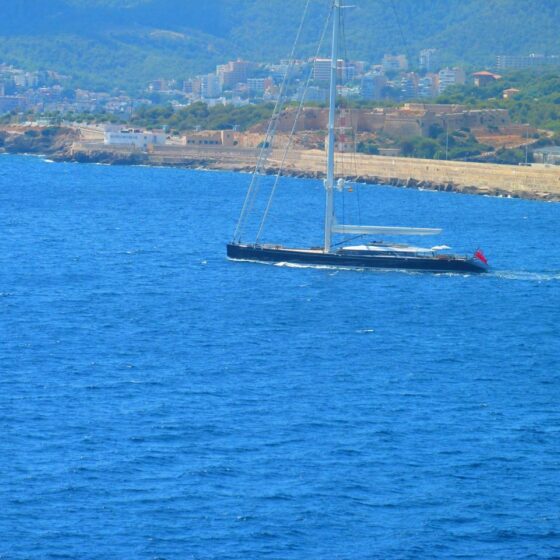 A yacht traveling on sea