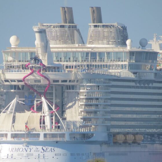 View of the back of a cruise ship