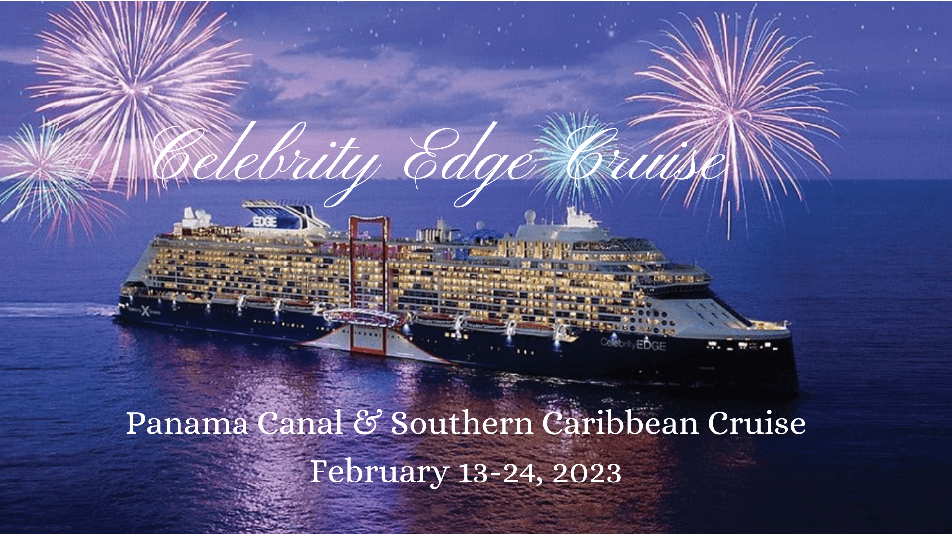 Celebrity edge cruise banner with sparkles
